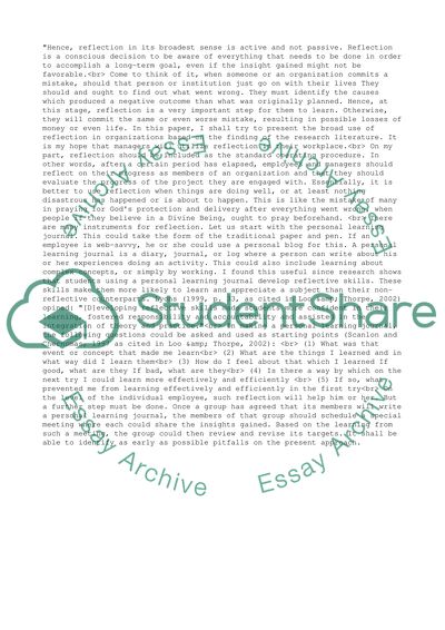 Reflection as a Core Process in Organisational Learning