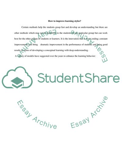 The Effect of Using Learning Styles with Young Learners