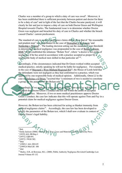 Issues Relating to Medical Negligence