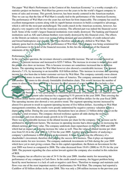 Wal-Marts Performance in the Context of the American Economy