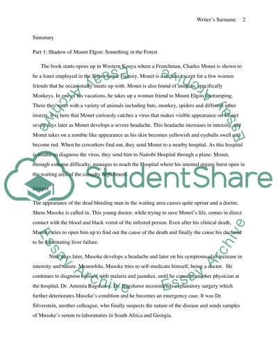 Summary of Hot Zone by Richard Preston