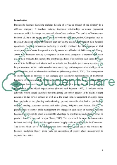 Business to Business Marketing and Supply Chain Management