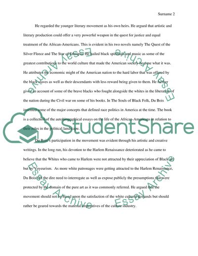 The Contributions of Dr. W.E.B. Du Bois to the Harlem Renaissance