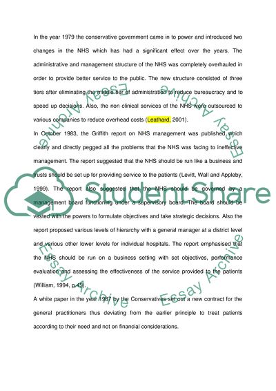 National Health Service: 1979 and Beyond