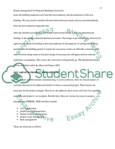 Project management for a building conversion