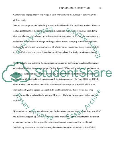 Interest Rates Swa[s Require Markets to be Inefficient