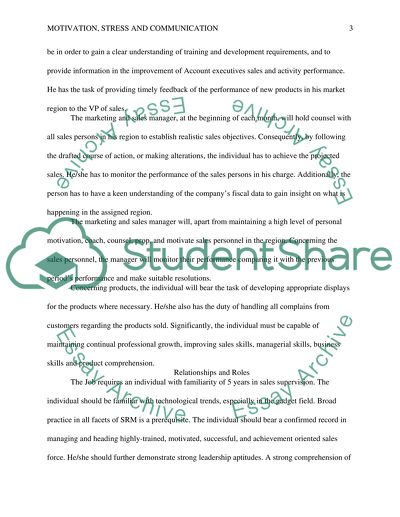 Motivation, Stress, and Communication - Job Overview of Sales Manager in Apple Inc