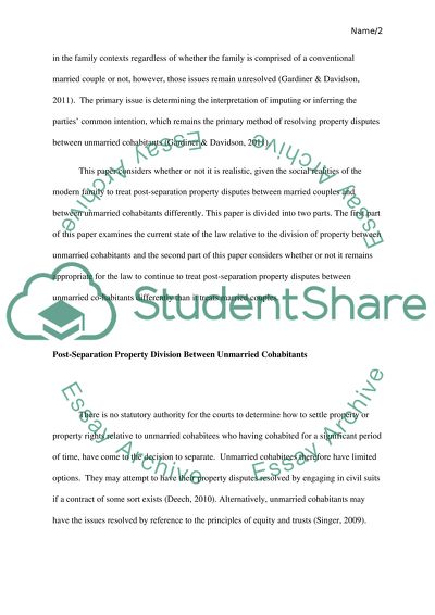 The Division of Property Following Separation