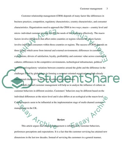 Cultural aspects of multi chanel cutomer management