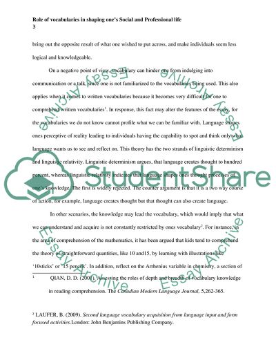 Role of Vocabularies in Shaping Social and Professional Life