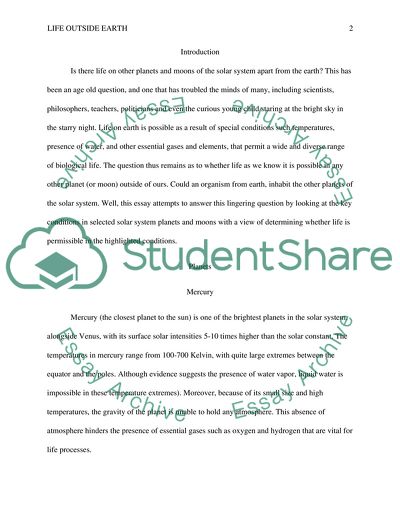 Life Outside the Earth