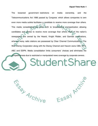 Equal Time Rule, Dominance in Media and Its Repercussions