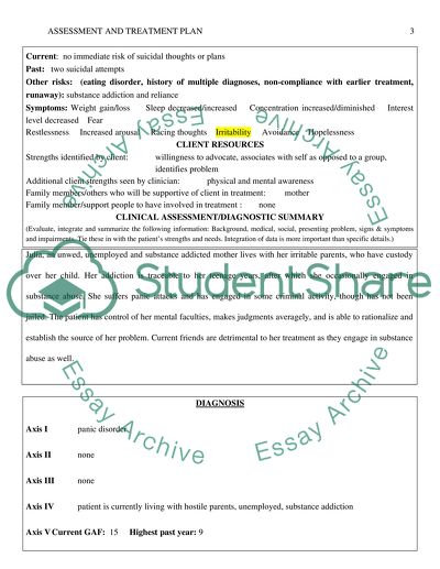 Assessment And Treatment Plan Case Study Example Topics And Well Written Essays 250 Words