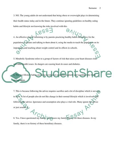 Disease Prevention Questions/Assignment