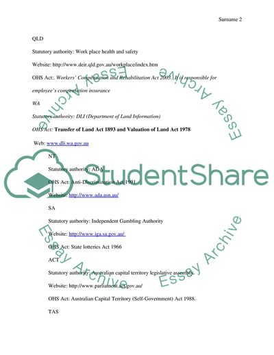 Occupational Safety and Health Act and Systems in Australia