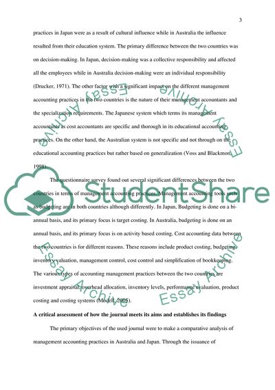 Comparative Analysis of Management between Australia and Japan