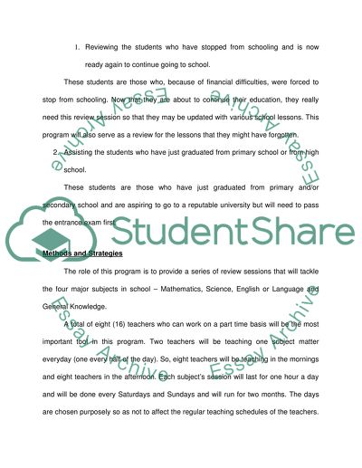 Youth on the Move. An Entrance Review Program