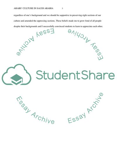 Reflection on Personal Culture - (Middle East- Saudi Arabia)