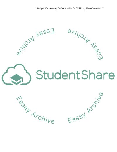 Analytic Commentary on Observation of Child Playfulness