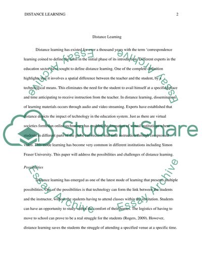 Distance Learning: Possibility and Challenge