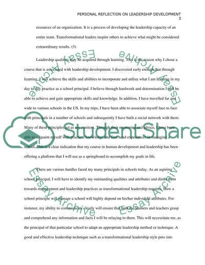 Personal Reflection on Leadership Development