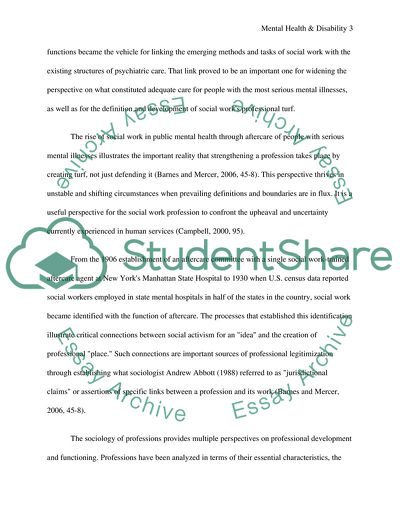 Mental Health and Disability