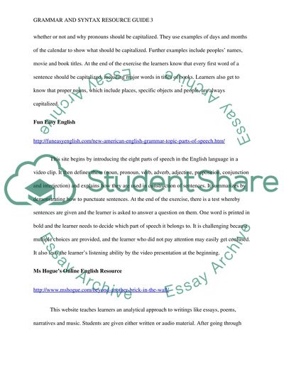 Grammar and Syntax Resource Guide