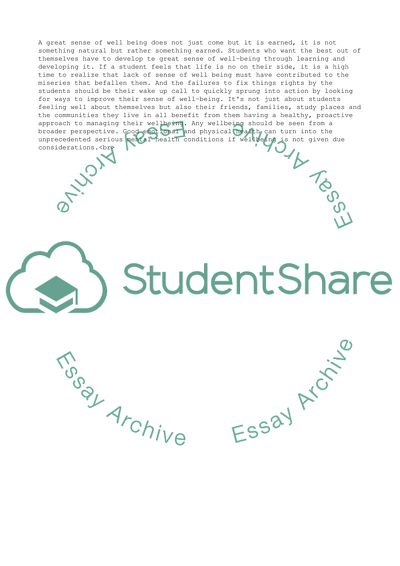 Wellbeing in college