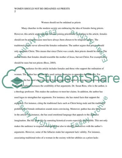 Women Should not be Priest