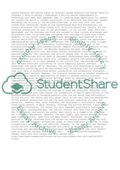 System Analysis and design (case study)