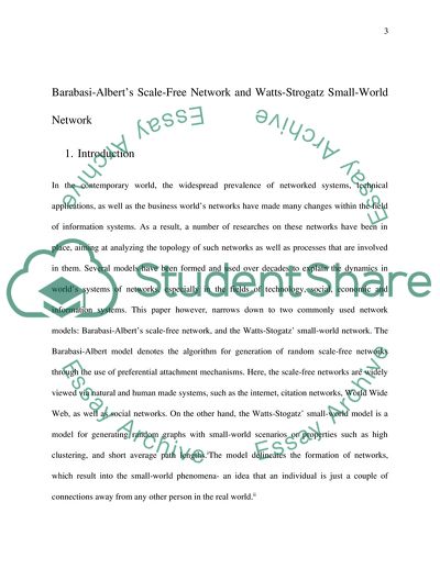 Barabasi-Alberts Scale-Free Network and Watts-Strogatz Small-World Network
