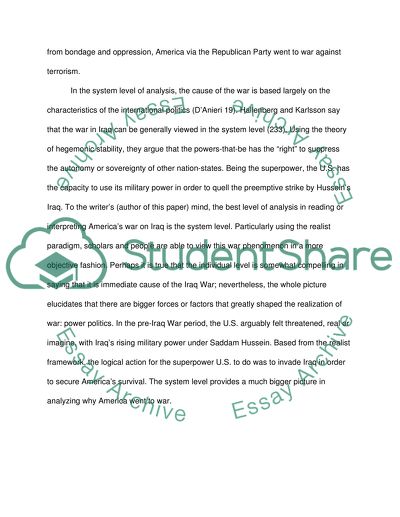 Levels of Analysis, Realism, and Liberalism