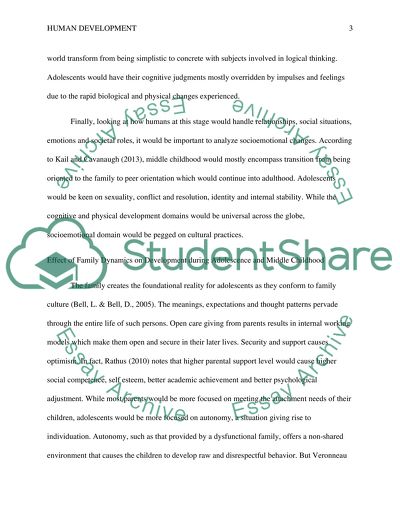 Changes That Occur During Adolescence and Middle Childhood
