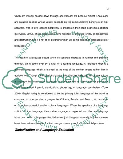 Language Death and Endangerment of Languages