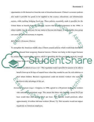 Changes in the Economy during Bill Clintons Term as President of the US
