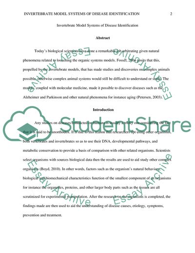 Invertebrate Model Systems of Disease Identification