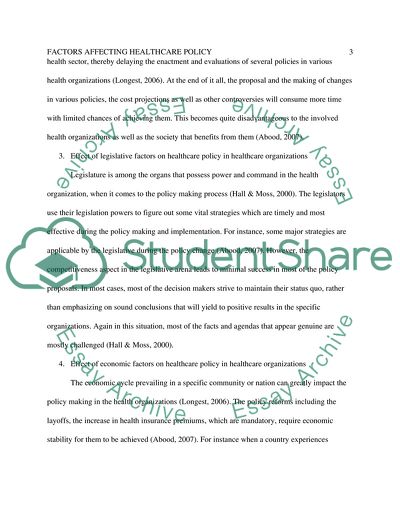 Factors Affecting Healthcare Policy