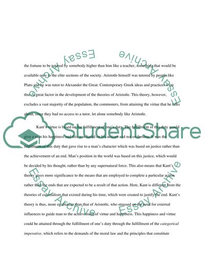 The Philosophies of Immanuel Kant and Aristotle