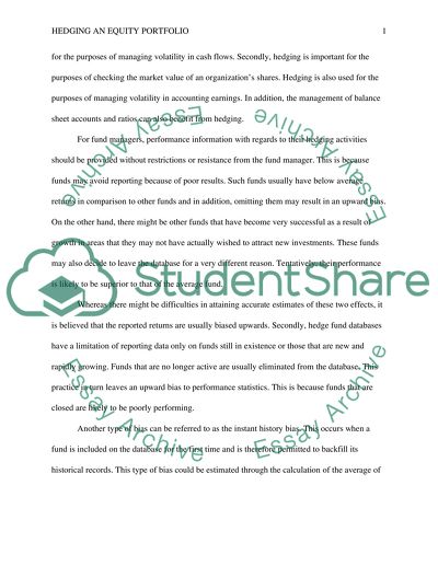 Hedging an Equity Portfolio