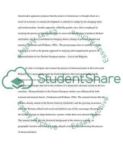 The Processes of Democratization in Latvia and Bulgaria