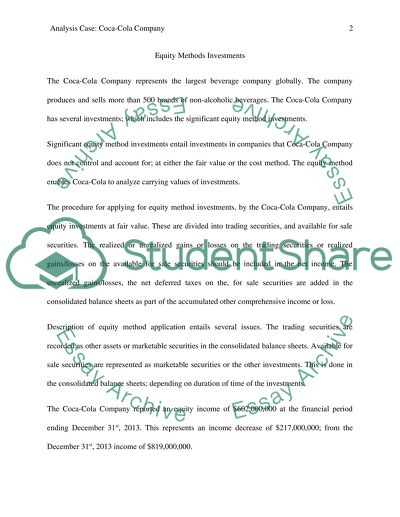 Analysis Case: Coca-Cola Company