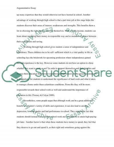 Should high school students work essay