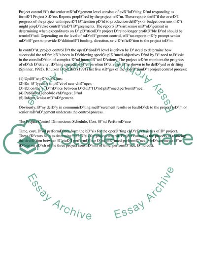 Project Monitoring and Control