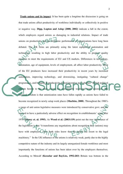 Trends of Trade Unions