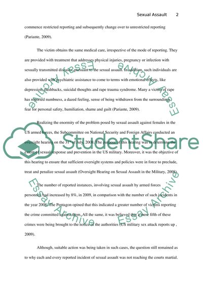 Rape and sexual assault in deployed military