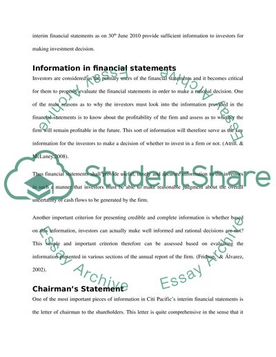 Discuss whether the information provided in Citic Pacific Limited Stock
