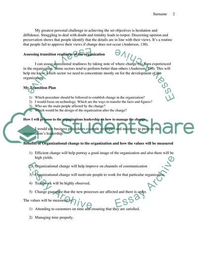Leading Organizational Change (Individual Change Project)