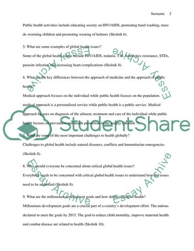 Chapter Questions From Global health 101 richard skolnik book