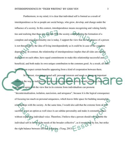 Interdependence in Tiger Writing by Gish Yen