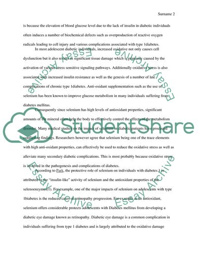 The Use of Selenium in the Treatment of Diabetes in Adolescents